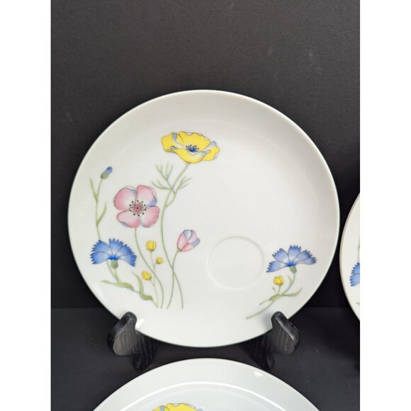 Flower Garden Fine China Seymour Mann Inc 8 1/4" Snack Plate Set of 4 No Cups - Picture 1 of 11